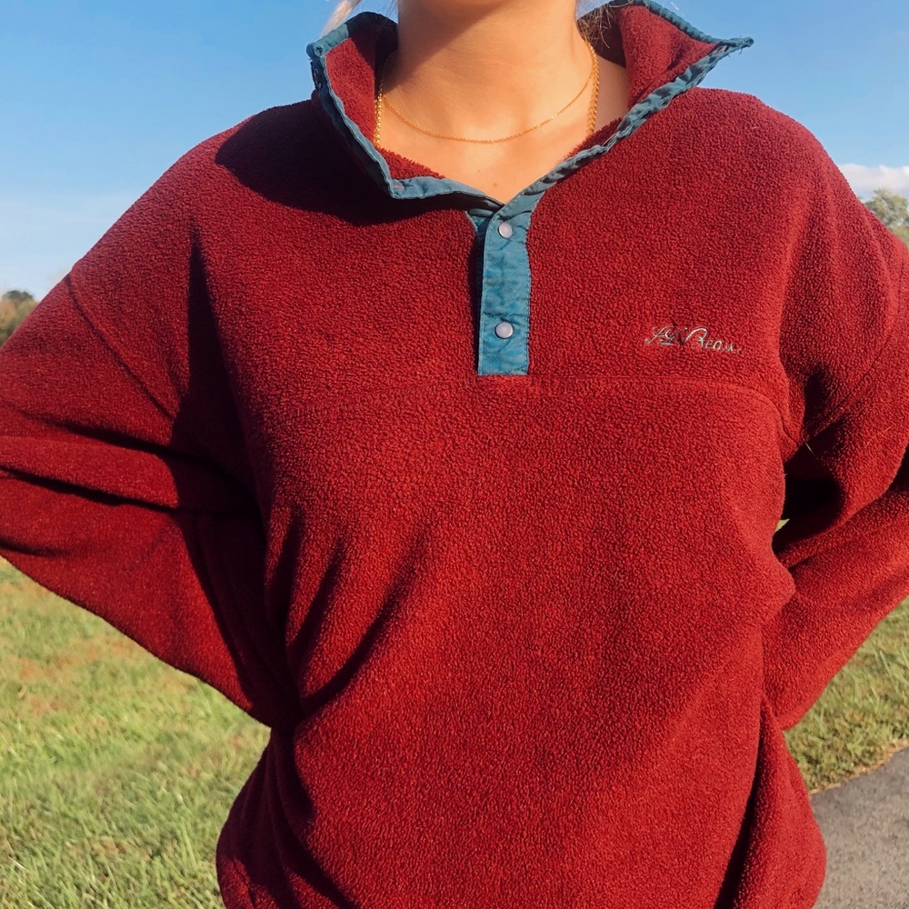 LL BEAN Retro Fleece 1/4 Snap Pullover